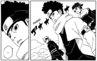 Konohamaru, Sarada, and Mitsuki as seen in the Boruto manga (Image via Shueisha)
